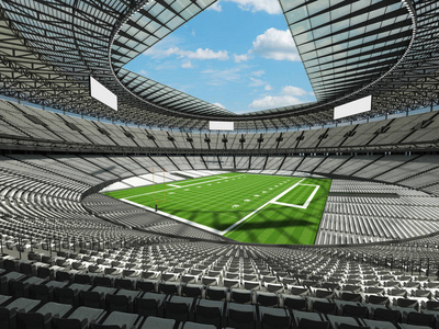 美丽的现代美式足球体育场与白色座椅为 10 万球迷照片