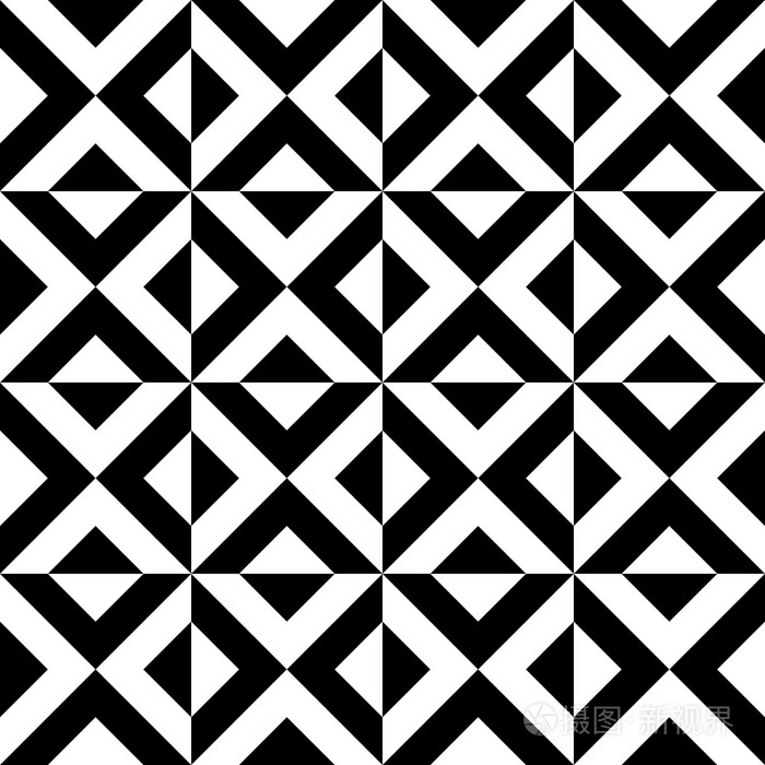 阿拉伯语的几何图案.装饰的黑色与白色三角形无缝模式