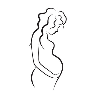 怀孕的女人剪影，孤立的矢量符号
