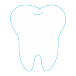 茶杯的剪影简单的卡通牙齿白色轮廓上的蓝色背景茶杯照片
