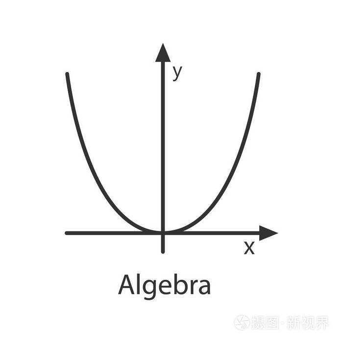 插画 科学 坐标系统与抛物线线性图标.细线插图.代数.轴系统.