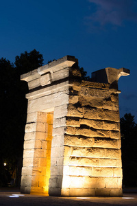 埃及纪念碑 Templo de Debod, 马德里, 西班牙, 欧洲夜景