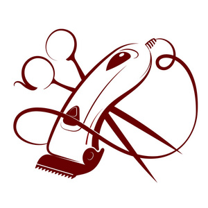 剪刀机和理发剪在美发沙龙一位年轻漂亮的金发美发师自己剪头发表达