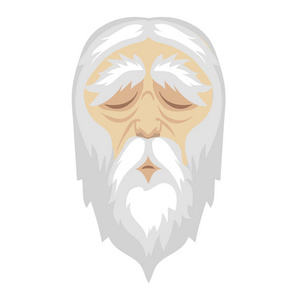 一个明智的, 老的卡通人和长长的白胡子照片