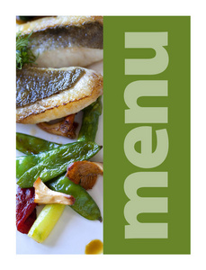 餐厅菜单上的鱼和蔬菜图片