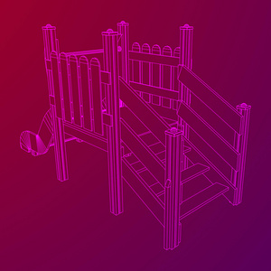 操场滑动线框低聚网格结构。矢量插图