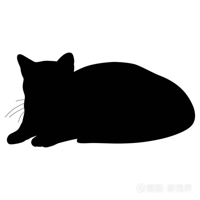 猫的黑色剪影.矢量插画