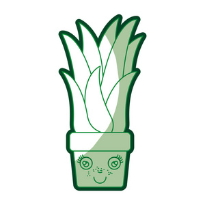 漫画的玉米植物在花盆中的绿色剪影