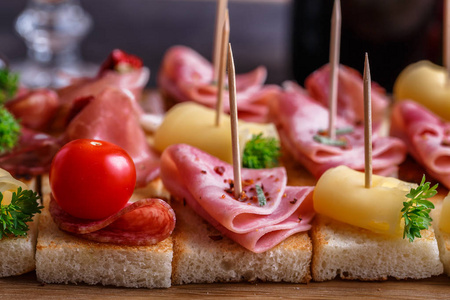 pintxos, 小吃, 西班牙小吃派对手指食品背景照片