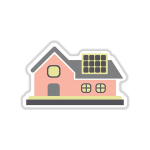 在白色背景下生态房子贴纸照片