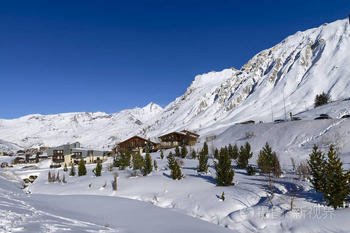llandscape 和滑雪度假村在法国蒂涅，le clavet，tarentaise，法国阿尔卑斯山