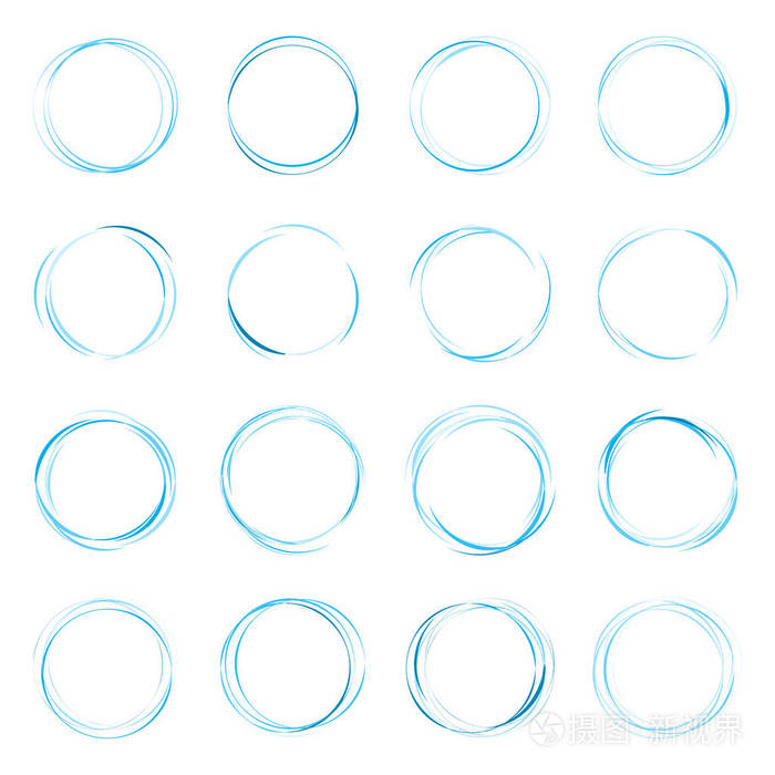 手绘墨线圆圈矢量图.圆形涂鸦草图涂鸦的圆形框架在白色与地方的文本.