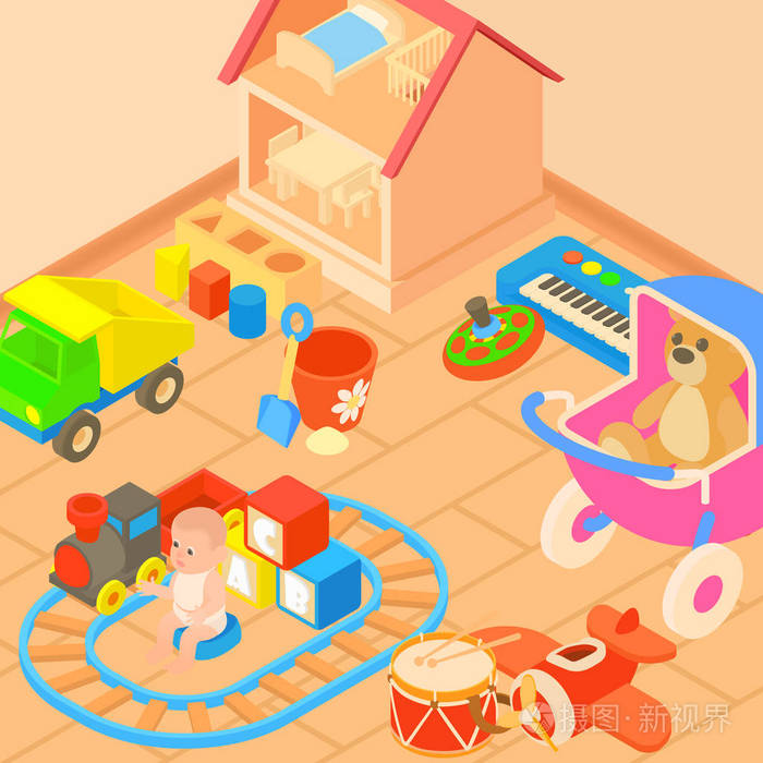 玩具的房间概念,卡通风格