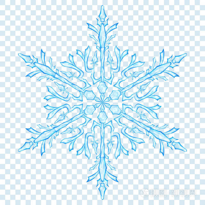 在透明的背景下, 在浅蓝色的大半透明的圣诞雪花.仅在矢量格式中透明