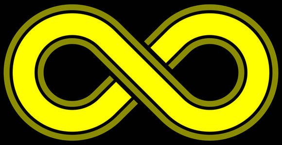 黄色描述无穷符号黄色用终止孤立矢量图解描述照片