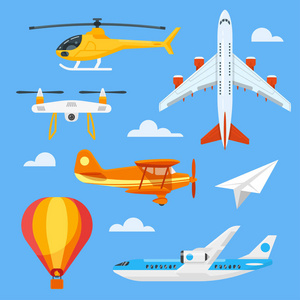 多彩的航空运输矢量平面样式集图片