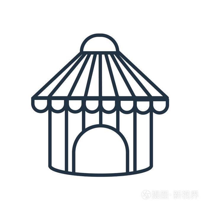 马戏团帐篷图标矢量孤立的白色背景, 马戏团帐篷透明标志插画-正版