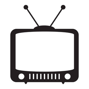 复古电视图标在平面风格, 黑白复古电视图标, 矢量插图复古电视图标为您设计