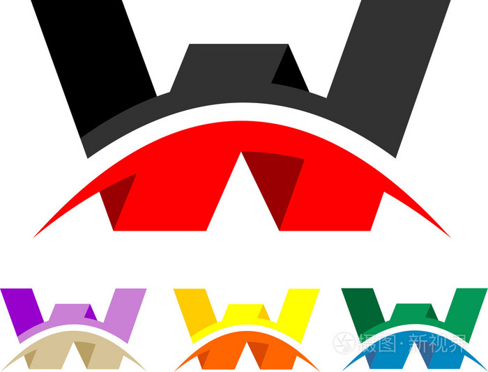 徽标的插图字母 w 摘要