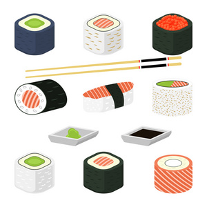 寿司卷矢量图