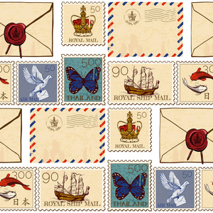 邮票和信封的无缝模式