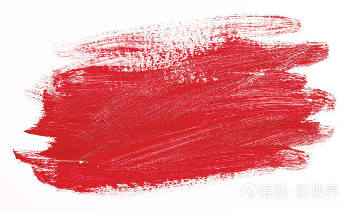 在白色背景上隔离的红色画笔描边