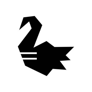 白色 backg 上的折纸天鹅图标矢量符号和符号