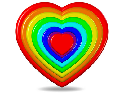 3d 渲染彩虹色的心插图股票照片照片