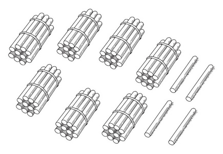 棍子被捆绑在一起在小组70和4根棍子被保留在旁边.