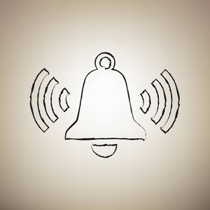 铃声铃声.向量.画笔绘制黑色图标在浅眉照片