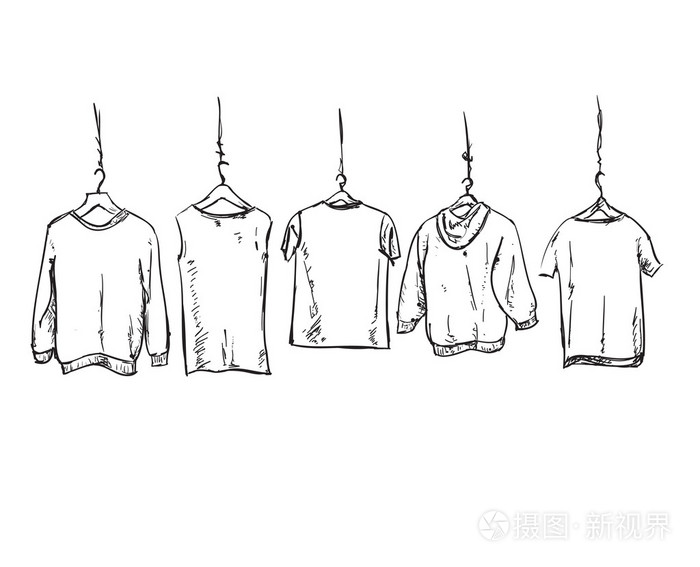 手绘衣服晾在衣架上插画-正版商用图片0rdx8g-摄图新视界