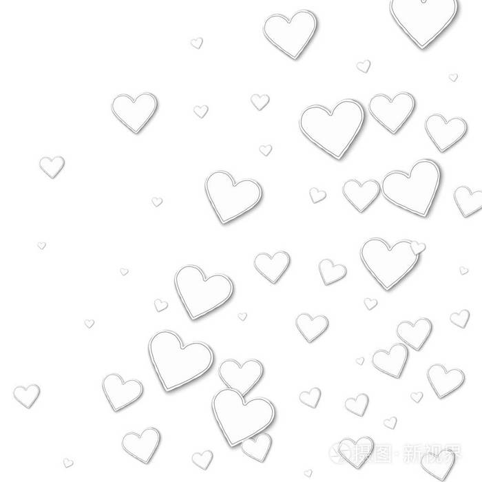 抠出纸做的爱心抽象的白色背景矢量图上的随机散射