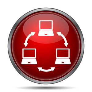 计算机网络图标。白色背景上的互联网按钮