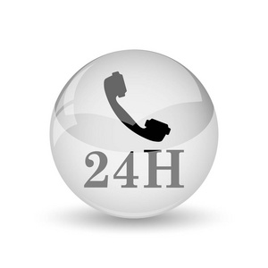 24h. 手机图标。白色背景上的互联网按钮