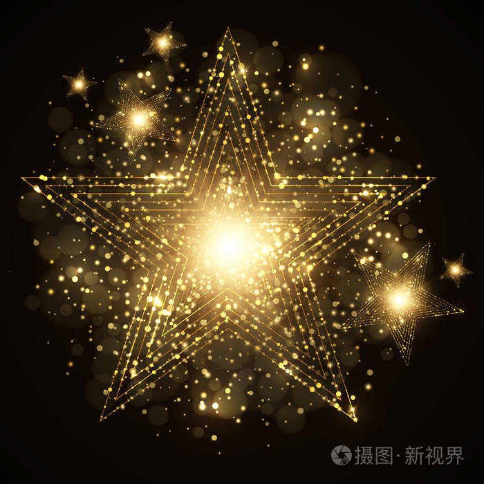 eps 10 矢量闪亮闪闪发光的金色星光散景圆圈抽象魔术背景