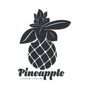 称水果黑色和白色不对称图形菠萝标志模板照片
