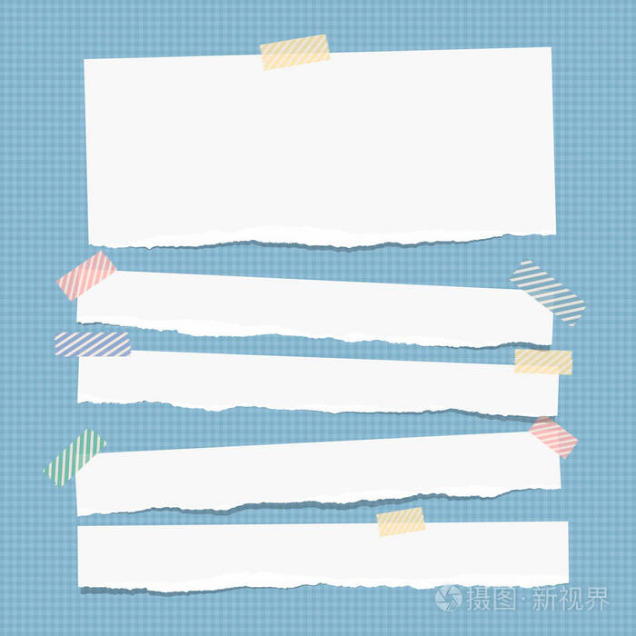 翻录的注,笔记本,字的纸条,贴用胶带,在蓝色平方背景