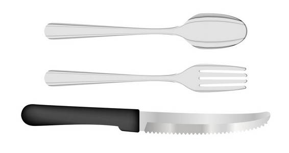 叉子勺子和刀向量的一组