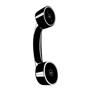 手机。电话听筒图标由两个形状组成, 黑白相间。颜色变化容易。平面矢量