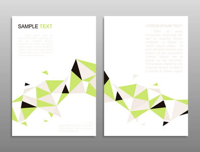 小册子模板设计与多边形三角形元素。矢量插图。抽象模板封面设计。业务或技术演示, 应用程序封面模板