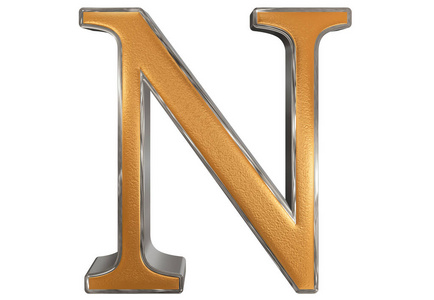 大写的字母 n,白色,一个孤立 3d 图照片