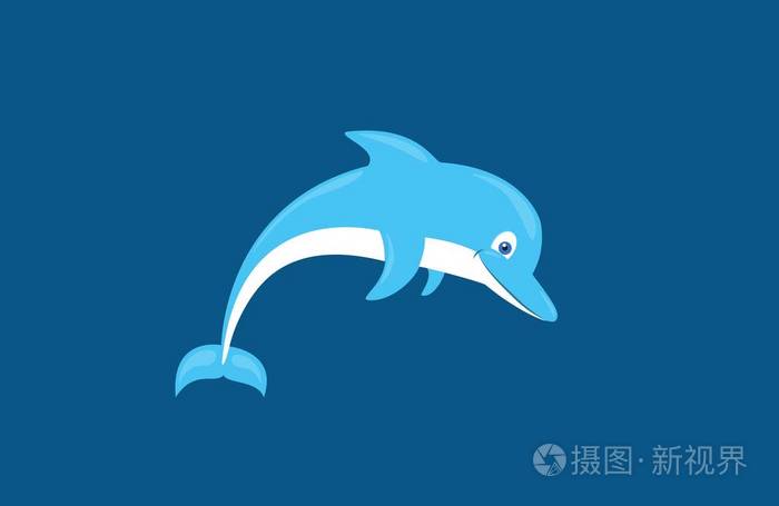 卡通可爱微笑孤立的海豚矢量图