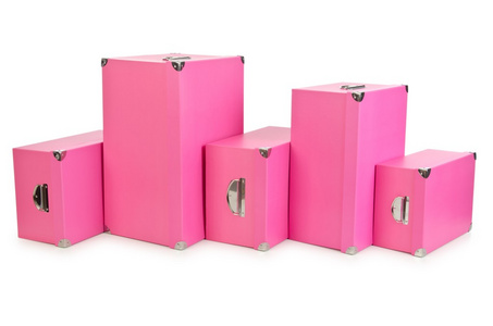 粉红色彩盒上白色隔离