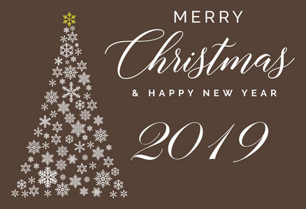 圣诞快乐, 新年2019字的字体模板。贺卡或请柬。冬季假期相关 typograph