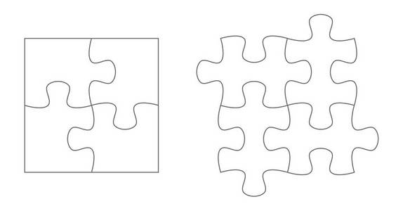 集拼图片。拼图拼图四矢量平面空白模板集