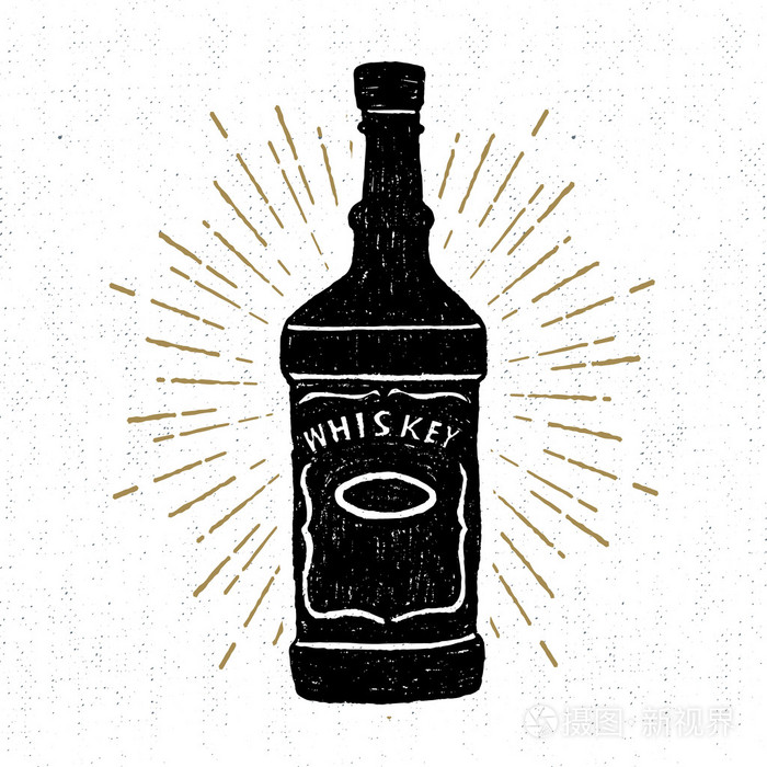 手绘与纹理的威士忌瓶矢量图图标插画-正版商用图片0rea9f-摄图新视界