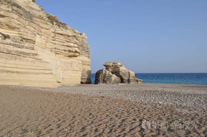 在塞浦路斯的美丽的化石海滩利马索尔