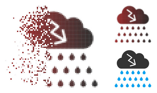 溶解像素半色调雷暴雨云图标