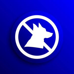 禁止狗图标。蓝色背景上的互联网按钮