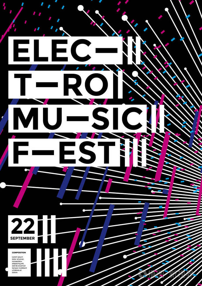 电子音乐节海报现代几何背景3d渐变形状组合传单演示小册子应用程序